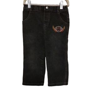 Black Denim Straight Leg Jeans with "Born To Ride" patches Sz.24m